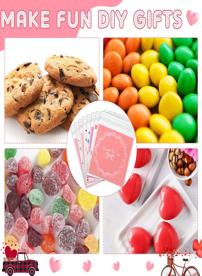 Fumete 400 Pcs Valentine's Day Cellophane Treat Bag Self Adhesive Clear Opp Plastic Resealable Bag 4x4 Inch for Candy Cookies Party Favors - Image 4